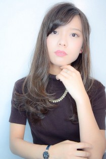 ダークハイライト小顔セミロング