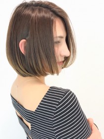 人気透け感耳かけナチュラルショートボブ♭