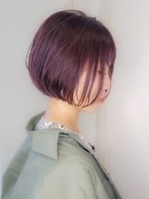 ピンクラベンダー　切りっぱなしボブ