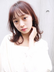 大人かわいいシースルーバングミディ