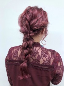 編み下ろし×ワインレッド