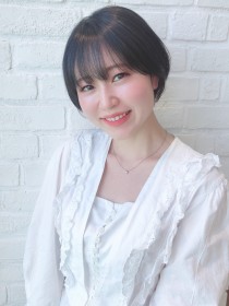 ナチュラルシースルーバング×ミニボブ