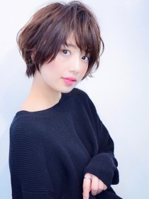 2019年人気大人かわいい斜めバング小顔丸みショート